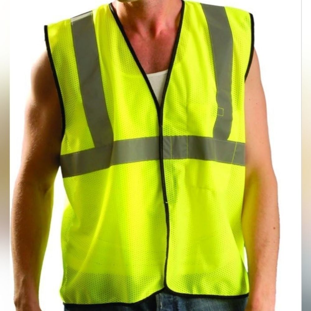 2 x Safety Vest Class 2 Mesh Single Stripe Hook & Loop safety vest 2-3XL